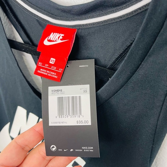 NWT Black NIKE muscle Tee Athletic Gym Work out Tank Top - Picture 3 of 5